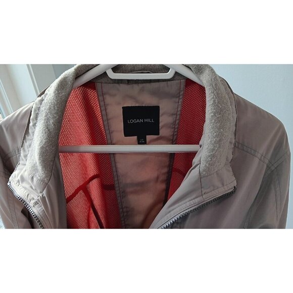 Large Men's Logan Hill Jacket Beige With Red Accents Windbreaker Coat - Picture 4 of 16